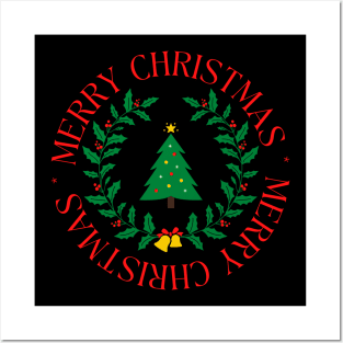 Merry Christmas Tree Logo Posters and Art